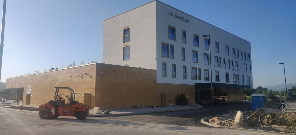 Asphalt laying supply in the square of MK Hotel Tirana, near Tirana Business Park